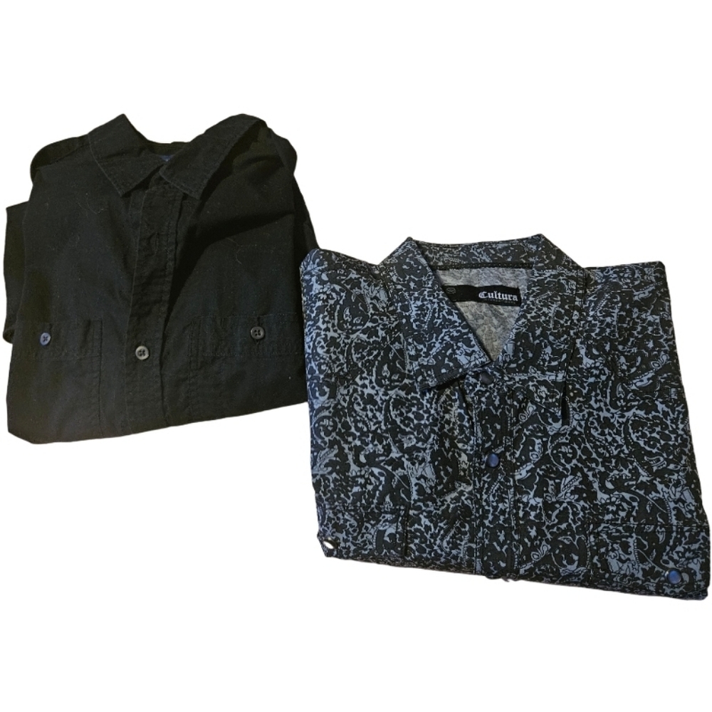 Lot 2 Pieces Shirts Assorted Mens Button Down L/S and S/S Large